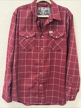 DIXXON “The Underground”Red Plaid Snap-Front Work Shirt - Men's